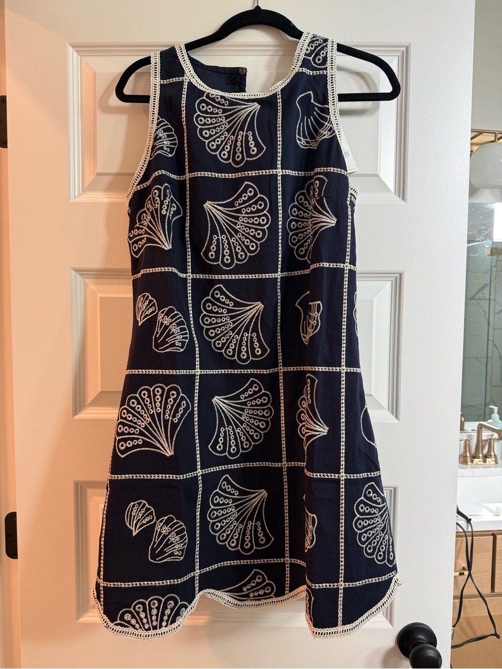 Navy & White Sleeveless Printed Mini Dress